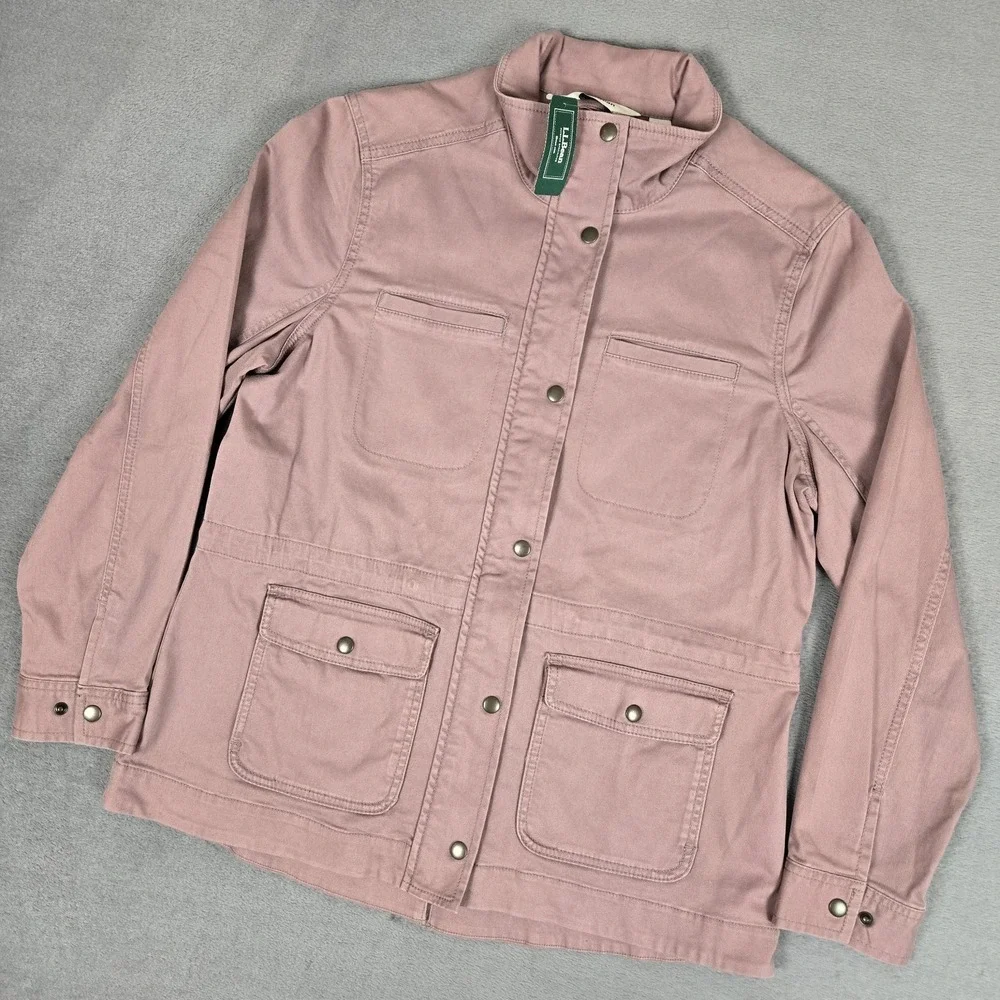 LL Bean Beanflex Classic Utility Jacket Womens Medium Smoky Mauve Chore Coat NWT